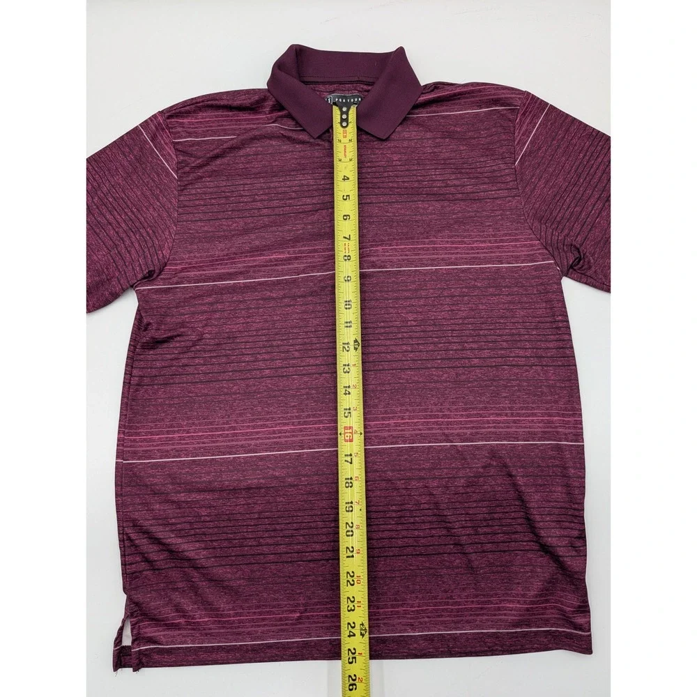 PG Tour Mens‎ Medium Burgundy Striped Golf Polo Shirt M